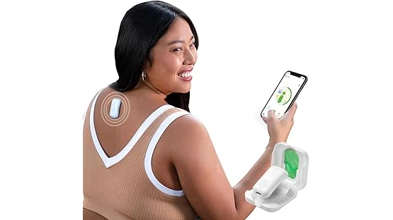 The image shows a sleek, wearable smart posture corrector, part of the best-selling 10 smart posture correctors.
