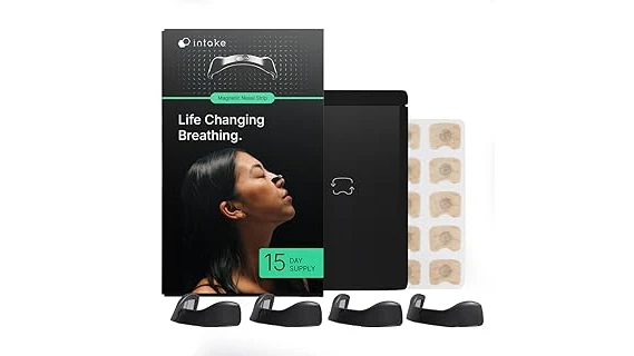 The image shows a collection of different types of nose clips designed to aid with sleep apnea.