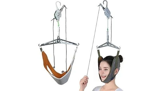 This image shows a person comfortably using a top-rated neck stretcher device for relief.